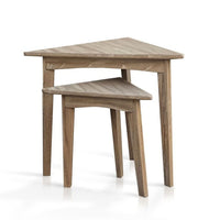 Liom Nesting Side Table Set of 2, Triangular Top, Natural Brown Mindi Wood - BM339805