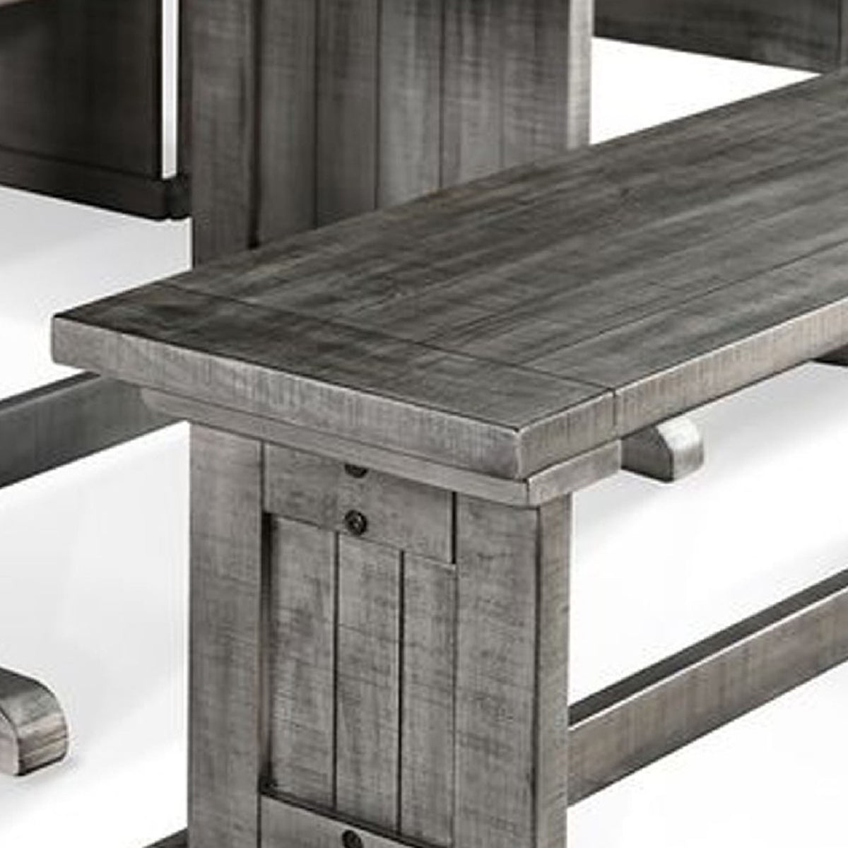 Zeka 4pc Breakfast Nook Dining with Storage Bench Set, Gray Mahogany Wood
