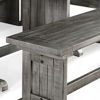 Zeka 4pc Breakfast Nook Dining with Storage Bench Set, Gray Mahogany Wood