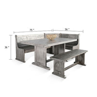 Zeka 4pc Breakfast Nook Dining with Storage Bench Set, Gray Mahogany Wood