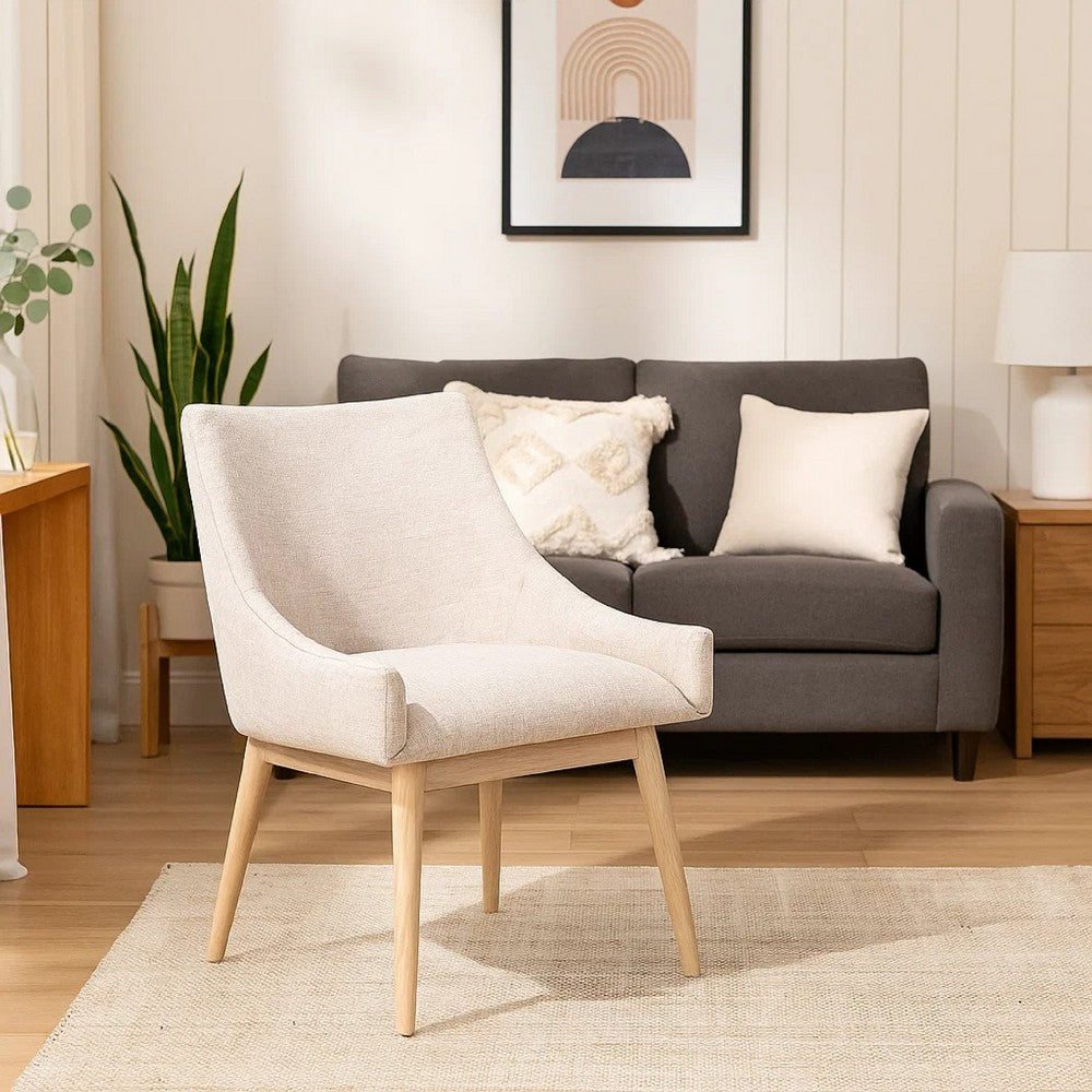 Livvy Low Back Dining Chair Set of 2, Light Gray Fabric, Wheat Brown Wood - BM339851