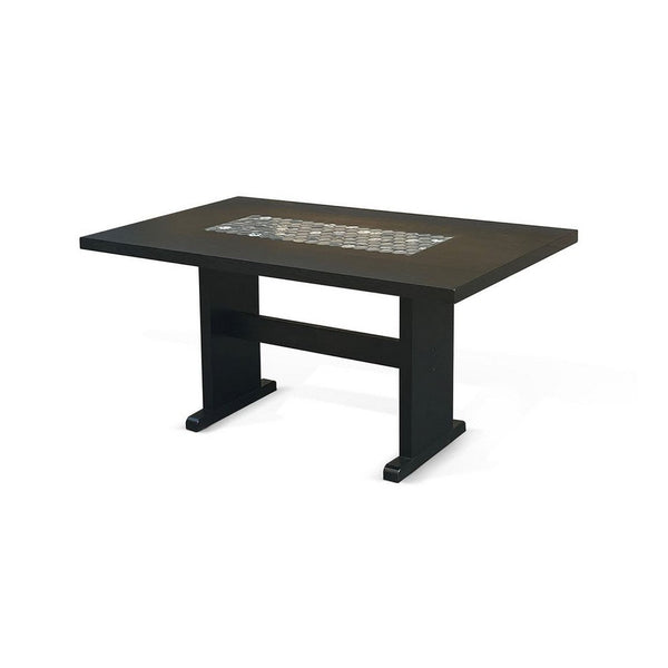 Hardy Dining Table, Honeycomb Tile, 60 Inch Black Wire Brushed Wood - BM339853