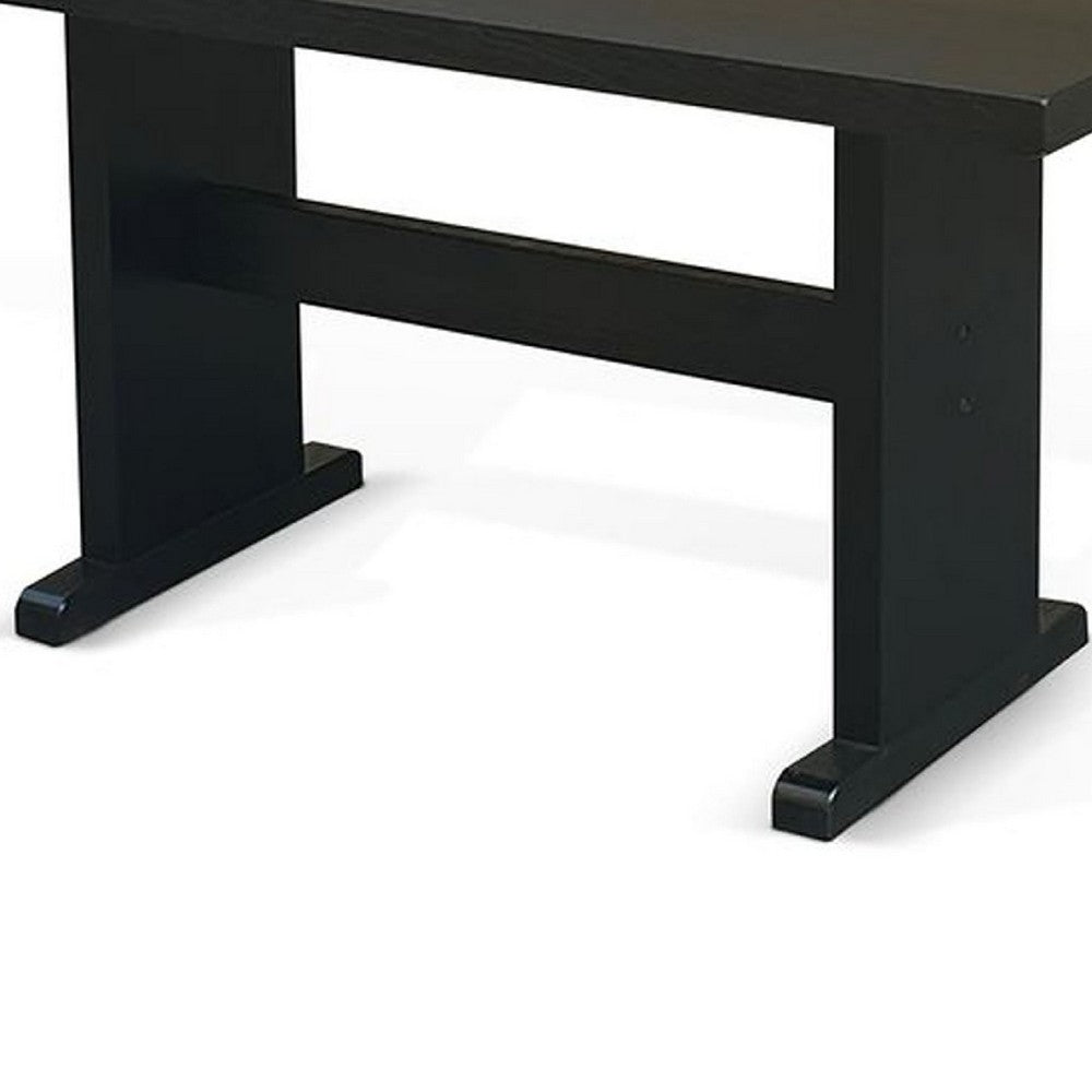 Hardy Dining Table, Honeycomb Tile, 60 Inch Black Wire Brushed Wood - BM339853