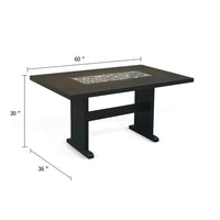 Hardy Dining Table, Honeycomb Tile, 60 Inch Black Wire Brushed Wood - BM339853