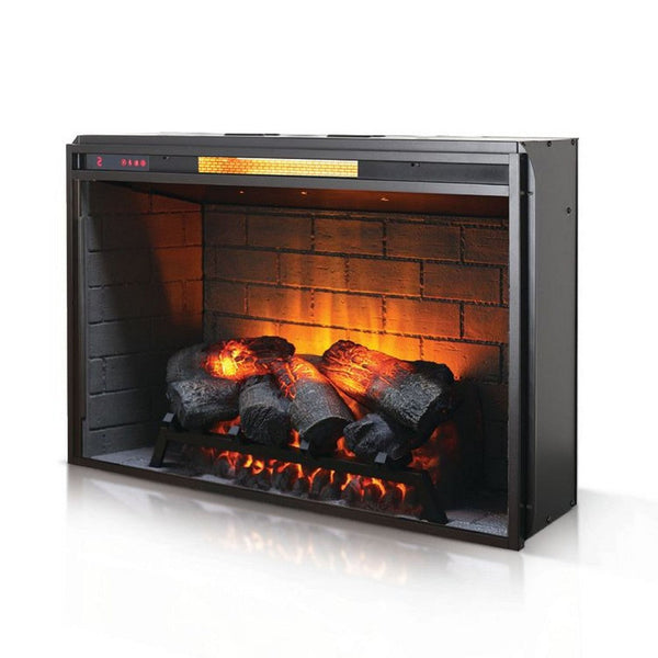 Daniel Fireplace Inlay, LED Flame Effect, Infrared Remote, Black Metal - BM339855