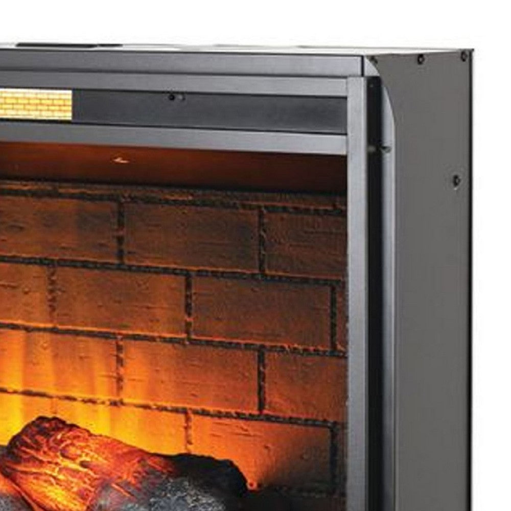 Daniel Fireplace Inlay, LED Flame Effect, Infrared Remote, Black Metal - BM339855