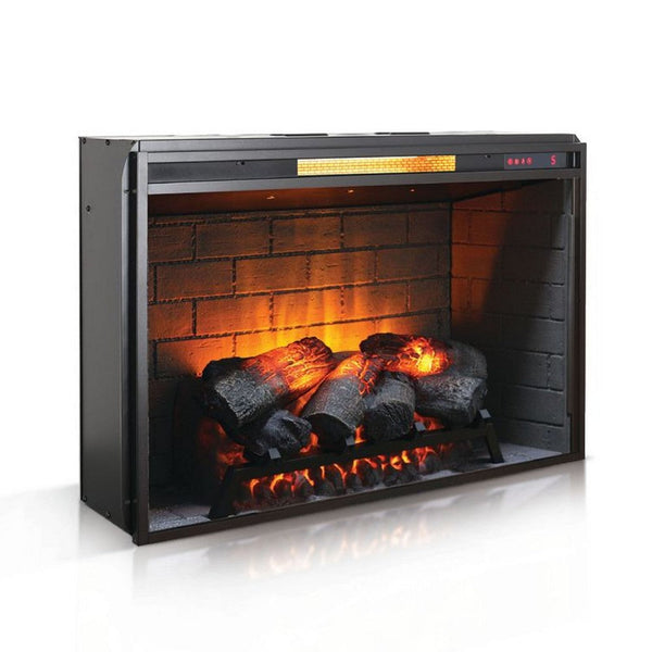 Daniel Fireplace Inlay, LED Flame Effect, Infrared Remote, Black Metal - BM339855