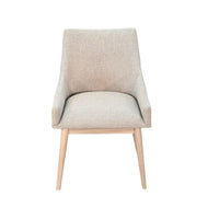 Livvy High Back Dining Chair Set of 2, Light Gray Fabric, Wheat Brown Wood - BM339857