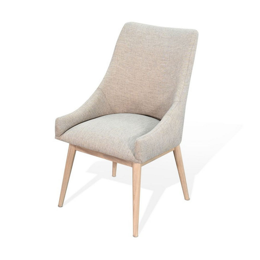 Livvy High Back Dining Chair Set of 2, Light Gray Fabric, Wheat Brown Wood - BM339857