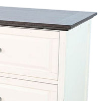 Orso File Cabinet with 2 Drawers, White Brown Solid Mahogany Wood - BM339858