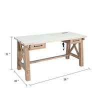 Anva Writing Desk with USB Power Plug, 2 Drawers, Gray Mindi Wood - BM339859