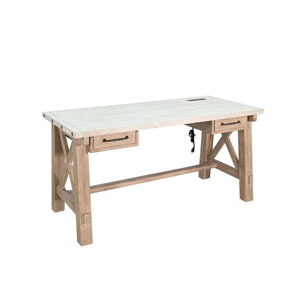 Anva Writing Desk with USB Power Plug, 2 Drawers, Gray Mindi Wood - BM339859