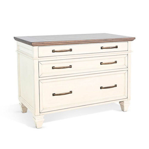 Casey File Cabinet with 3 Drawers, White Brown Mahogany Mindy Wood - BM339863