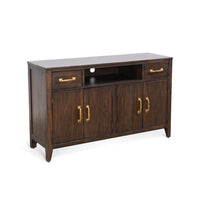 Karen Media Console, 2 Drawers 4 Doors, Brown 52 Inch, Gold Accents - BM339877