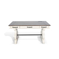 Fenil Writing Desk with Power Strip and 3 Drawer, White Mindi Mahogany - BM339882