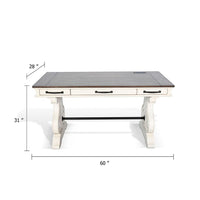 Fenil Writing Desk with Power Strip and 3 Drawer, White Mindi Mahogany - BM339882