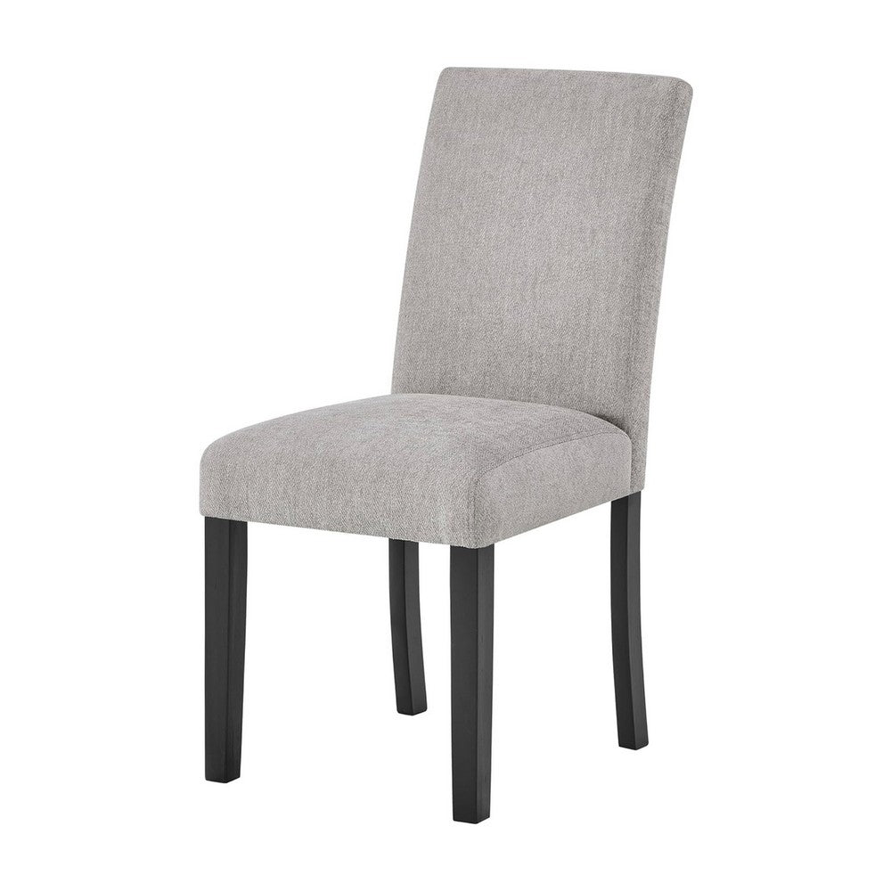 Figu Set of 4 Dining Chair, Brown-Gray Fabric Seating, Black Wood Legs - BM340147