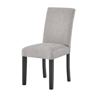 Figu Set of 4 Dining Chair, Brown-Gray Fabric Seating, Black Wood Legs - BM340147