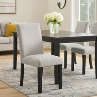 Figu Set of 4 Dining Chair, Brown-Gray Fabric Seating, Black Wood Legs - BM340147