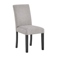 Figu Set of 4 Dining Chair, Brown-Gray Fabric Seating, Black Wood Legs - BM340147