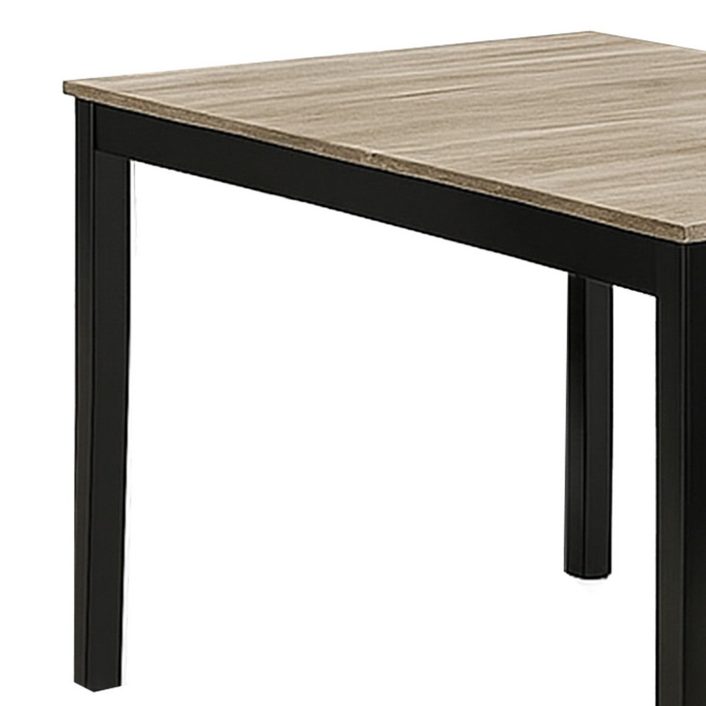 Figu Dining Table, Rectangular 48 Inch Sleek Brown Top, Black Wood Legs - BM340148
