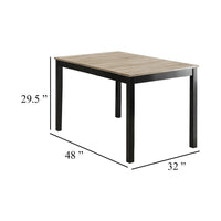 Figu Dining Table, Rectangular 48 Inch Sleek Brown Top, Black Wood Legs - BM340148