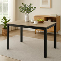Figu Dining Table, Rectangular 48 Inch Sleek Brown Top, Black Wood Legs - BM340148