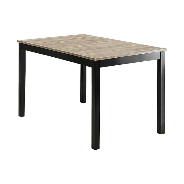 Figu Dining Table, Rectangular 48 Inch Sleek Brown Top, Black Wood Legs - BM340148