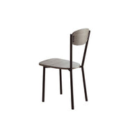 Jiho 5pc Dining Table and 4 Chairs Set, Graywash, Black Metal Base - BM340149