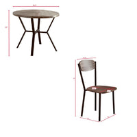 Jiho 5pc Dining Table and 4 Chairs Set, Graywash, Black Metal Base - BM340149