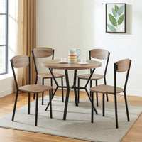 Jiho 5pc Dining Table and 4 Chairs Set, Graywash, Black Metal Base - BM340149