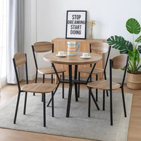 Jiho 5pc Dining Table and 4 Chairs Set, Graywash, Black Metal Base - BM340149
