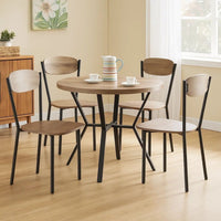 Jiho 5pc Dining Table and 4 Chairs Set, Graywash, Black Metal Base - BM340149