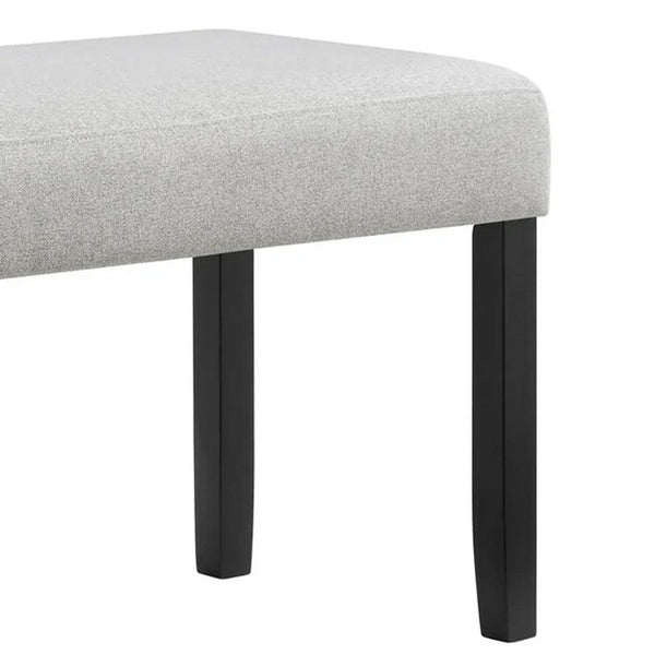 Riac Dining Bench, 41 Inch Dove Gray Fabric Seat, Black Wood Legs - BM340150