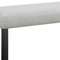Riac Dining Bench, 41 Inch Dove Gray Fabric Seat, Black Wood Legs - BM340150