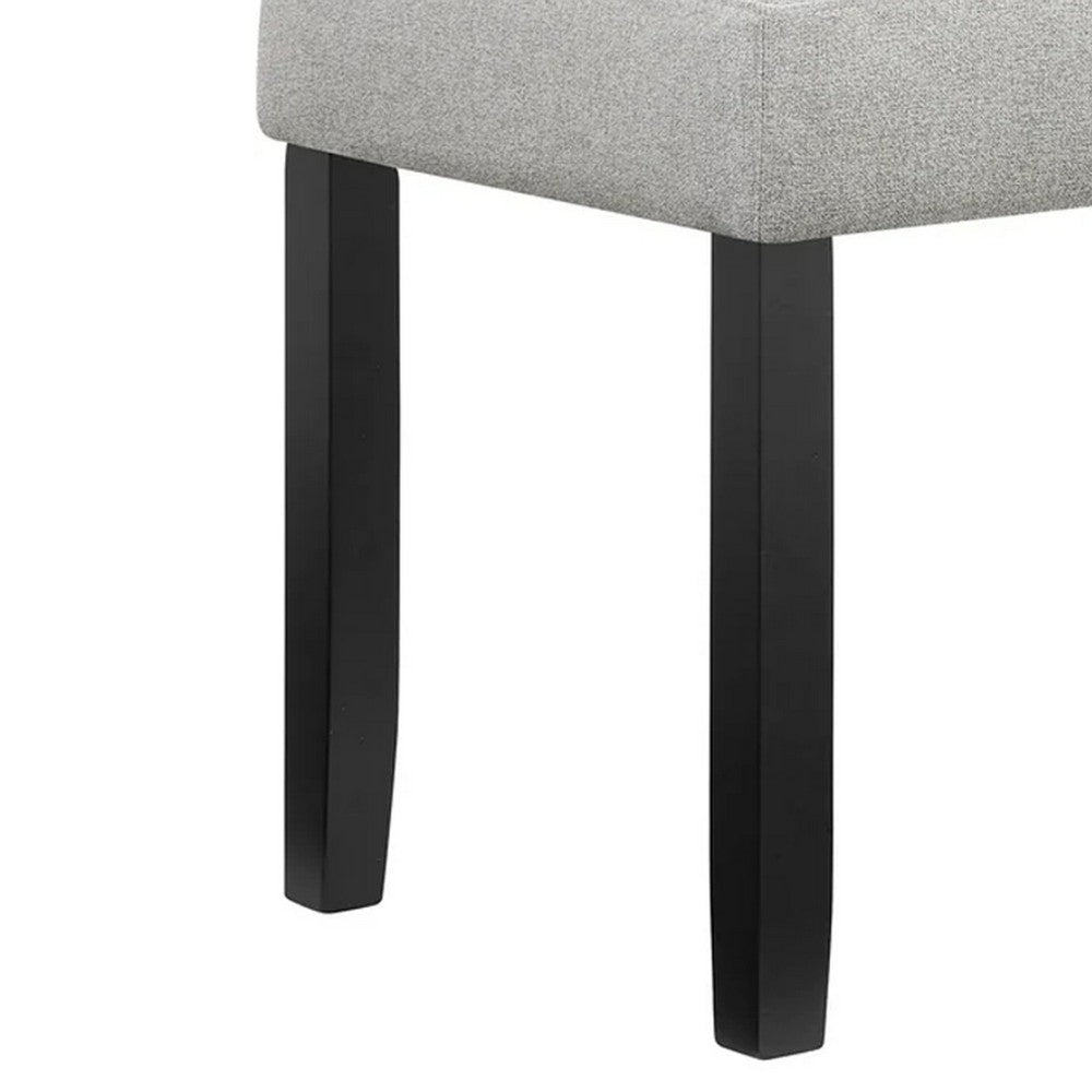 Riac Dining Bench, 41 Inch Dove Gray Fabric Seat, Black Wood Legs - BM340150
