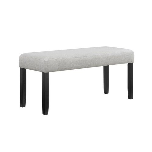 Riac Dining Bench, 41 Inch Dove Gray Fabric Seat, Black Wood Legs - BM340150