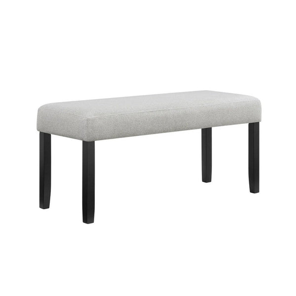Riac Dining Bench, 41 Inch Dove Gray Fabric Seat, Black Wood Legs - BM340150