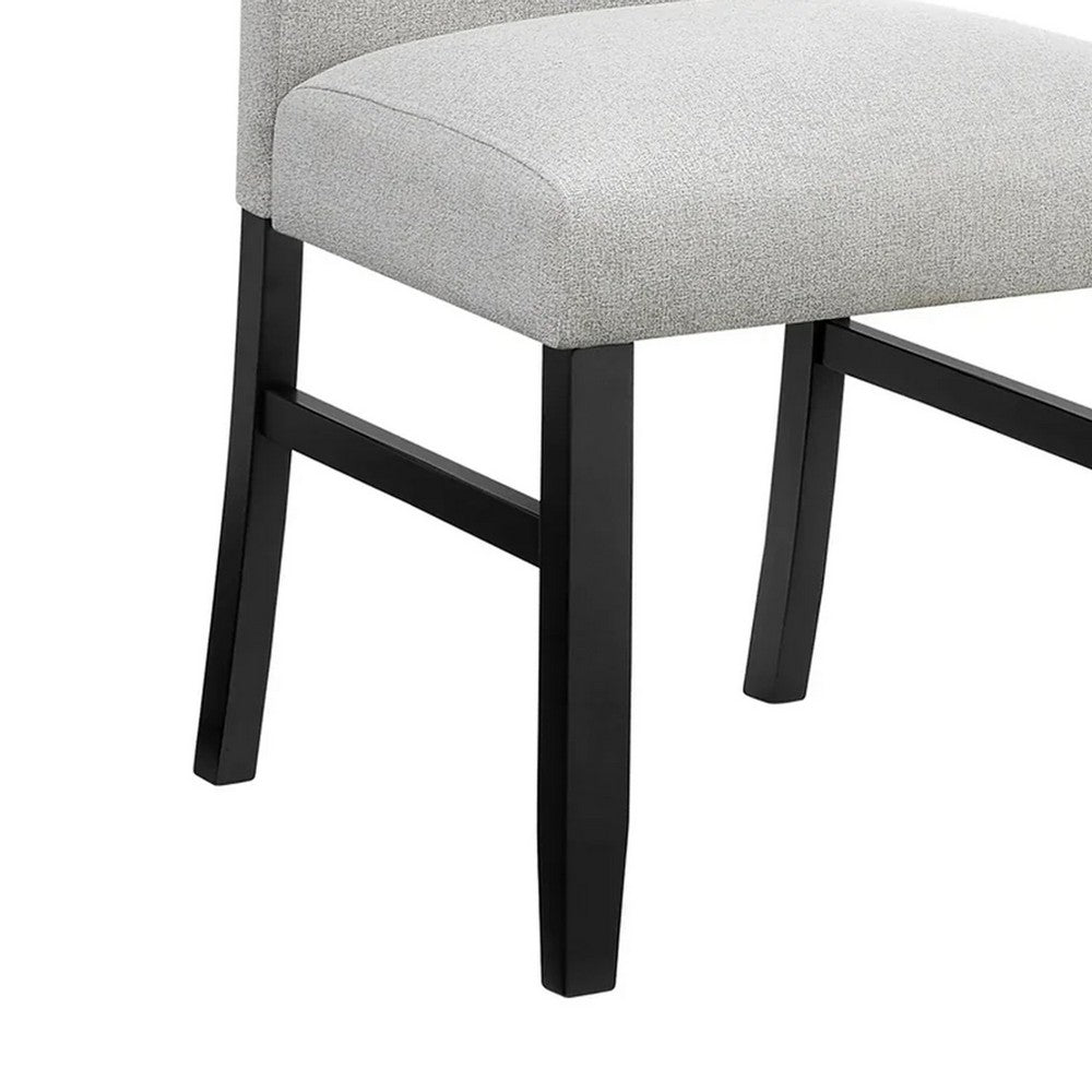 Riac Set of 2 Side Dining Chairs, Black Wood, Dove Gray Fabric Seat - BM340151