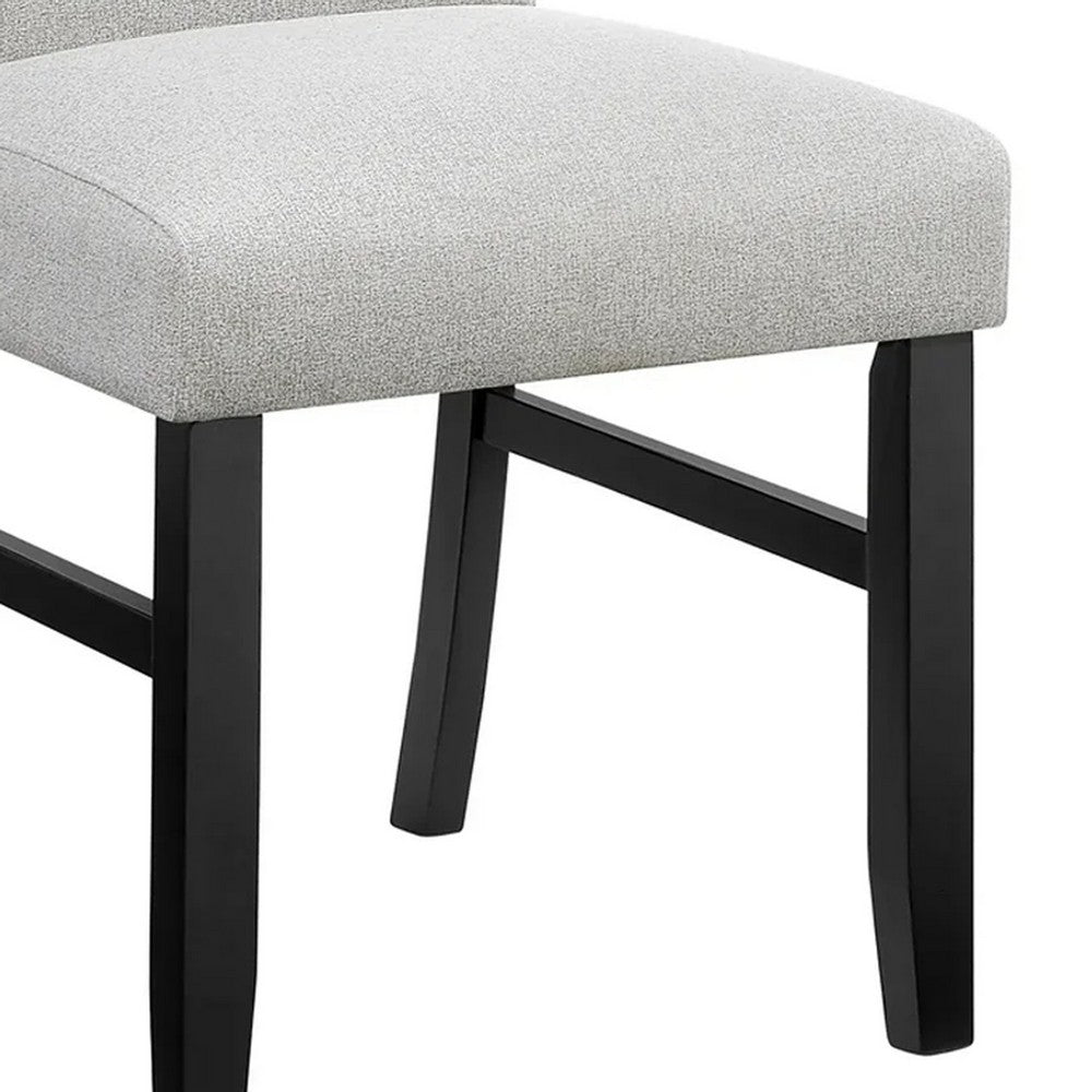 Riac Set of 2 Side Dining Chairs, Black Wood, Dove Gray Fabric Seat - BM340151