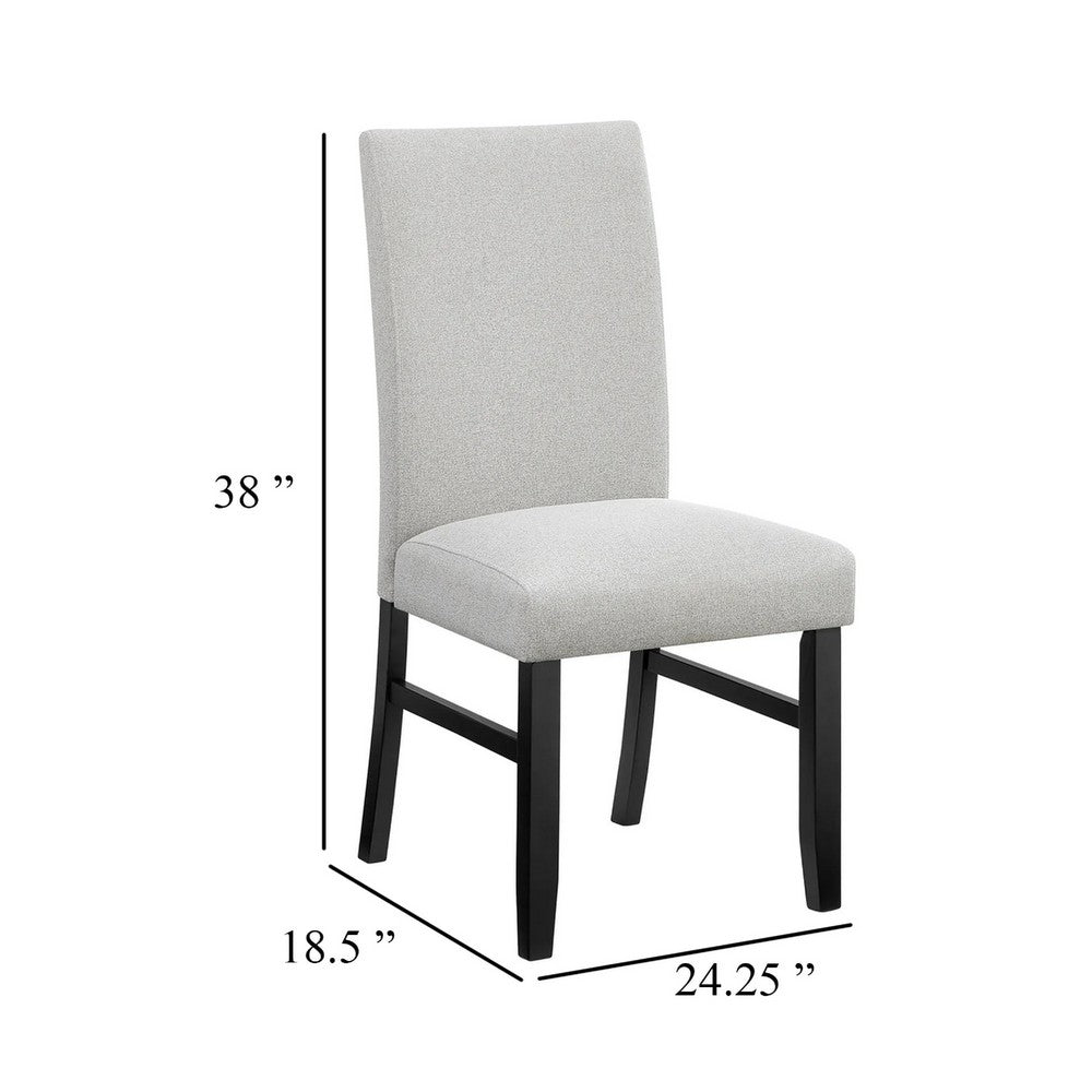 Riac Set of 2 Side Dining Chairs, Black Wood, Dove Gray Fabric Seat - BM340151