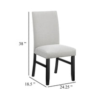 Riac Set of 2 Side Dining Chairs, Black Wood, Dove Gray Fabric Seat - BM340151