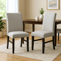 Riac Set of 2 Side Dining Chairs, Black Wood, Dove Gray Fabric Seat - BM340151