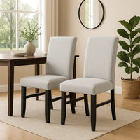 Riac Set of 2 Side Dining Chairs, Black Wood, Dove Gray Fabric Seat - BM340151