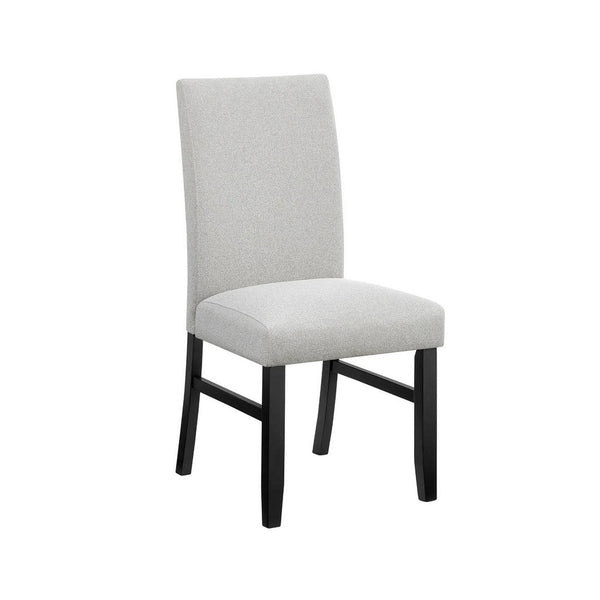 Riac Set of 2 Side Dining Chairs, Black Wood, Dove Gray Fabric Seat - BM340151