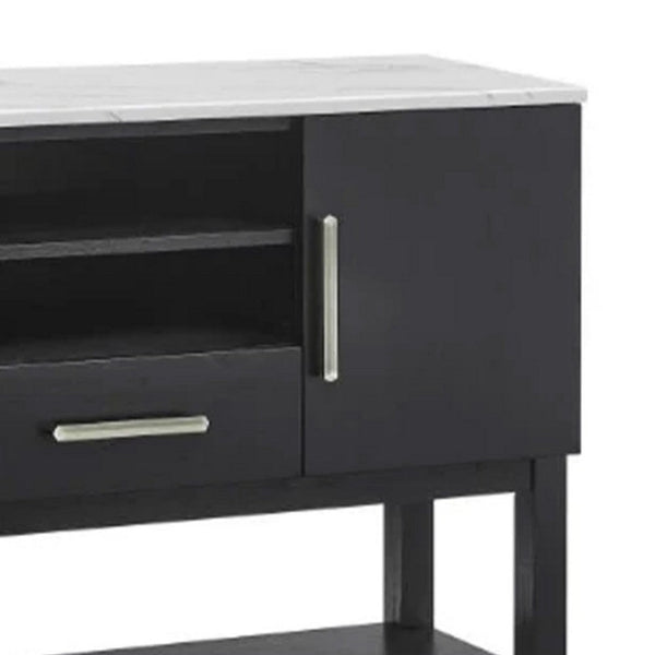 Amber Sideboard Buffet Server Cabinet, 2 Cabinets and 2 Shelves, Black - BM340152