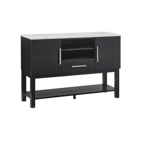 Amber Sideboard Buffet Server Cabinet, 2 Cabinets and 2 Shelves, Black - BM340152
