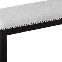 Amber Dining Bench, Gray Fabric Seat w Nailheads, Black Wood, 48 Inch - BM340153
