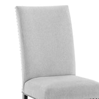 Viem Dining Chair Set of 2, Black Wood, Gray Fabric Seat, Nailhead Trim - BM340154
