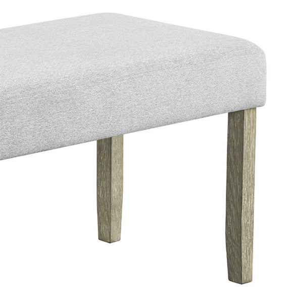 Koji Dining Bench, Gray Fabric Padded Seat, Brown Wood Frame, 42 Inch - BM340155